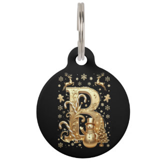 Royal Gold B Luxury Snowman Round Pet ID Tag Haustiermarke