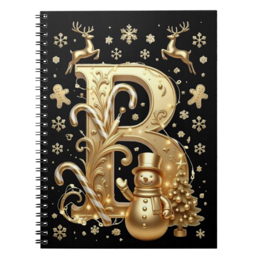 Royal Gold B Luxury Snowman Spiral Notebook Notizblock (Vorderseite)