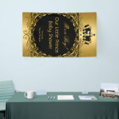 Royal Gold Black Crown Baby Shower Boy 2 Banner (Messeveranstaltung)