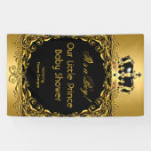 Royal Gold Black Crown Baby Shower Boy 2 Banner (Horizontal)