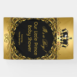Royal Gold Black Crown Baby Shower Boy 2 Banner