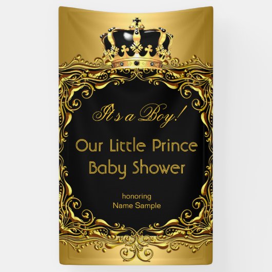 Royal Gold Black Crown Baby Shower Boy 2 Banner (Vertikal)