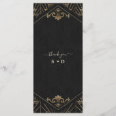Royal Gold Black Great Gatsby 1920er Hochzeit Menükarte (Rückseite)