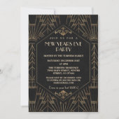 Royal Gold Black Great Gatsby 1920er New Year Part Einladung (Vorderseite)
