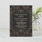 Royal Gold Black Great Gatsby 1920er New Year Part Einladung (Stehend Vorderseite)