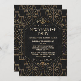 Royal Gold Black Great Gatsby 1920er New Year Part Einladung