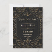 Royal Gold Black Great Gatsby 1920er Save the Date Einladung (Vorderseite)