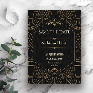 Royal Gold Black Great Gatsby 1920er Save the Date Einladung