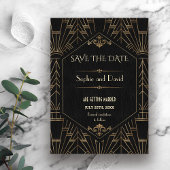 Royal Gold Black Great Gatsby 1920er Save the Date Einladung