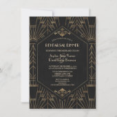 Royal Gold Black Great Gatsby 20 Probe Dinner Einladung (Vorderseite)