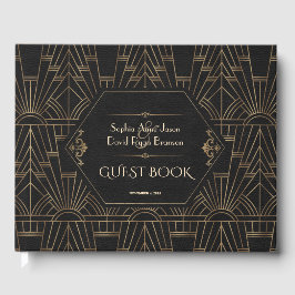 Royal Gold Black Great Gatsby 20er Jahre Hochzeits Gästebuch