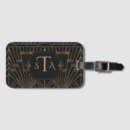 Royal Gold Black Great Gatsby 20s Monogram Gepäckanhänger