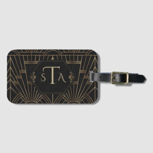 Royal Gold Black Great Gatsby 20s Monogram Gepäckanhänger