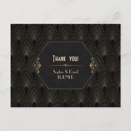 Royal Gold Black Great Gatsby Art Deco Postkarte (Vorderseite)