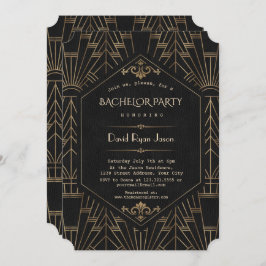 Royal Gold Black Great Gatsby Bachelor Party der 1 Einladung
