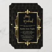 Royal Gold Black Great Gatsby Bachelorette Weekend Einladung (Vorne/Hinten)