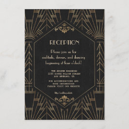Royal Gold Black Great Gatsby Hochzeitsempfang Begleitkarte
