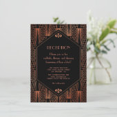 Royal Gold Black Great Gatsby Hochzeitsempfang Begleitkarte (Stehend Vorderseite)