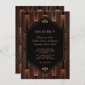 Royal Gold Black Great Gatsby Hochzeitsempfang Begleitkarte (Vorne/Hinten)