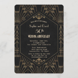 Royal Gold Black Great Gatsby Hochzeitstag Einladung