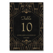 Royal Gold Black Great Gatsby Wedding Tischnummer (Vorderseite)