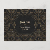 Royal Gold Black Great Gatsby Wedding Vielen Dank Postkarte (Vorderseite)