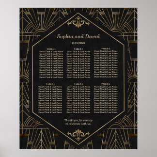 Royal Gold Black Great Gatsby Wedding Willkommensz Poster