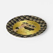 Royal Gold Black Prince Crown Baby Dusche Blonde Pappteller (Schrägansicht)