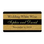 Royal Gold Black Stripes Wedding Wine Label (Vorne)