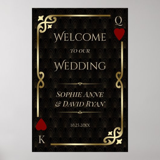 Royal Gold BlackCasino Night Wedding Willkommensze Poster (Vorne)