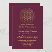 Royal Gold Blume of Life Sacred Geometry Wedding Einladung (Vorne/Hinten)