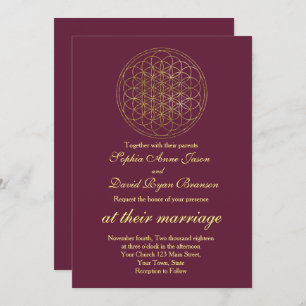 Royal Gold Blume of Life Sacred Geometry Wedding Einladung