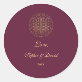 Royal Gold Blume of Life Sacred Geometry Wedding Runder Aufkleber