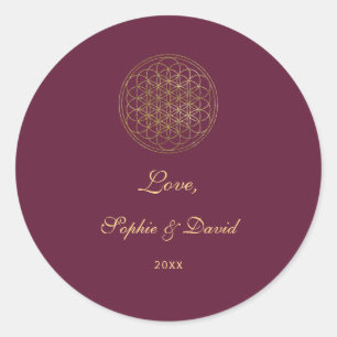 Royal Gold Blume of Life Sacred Geometry Wedding Runder Aufkleber