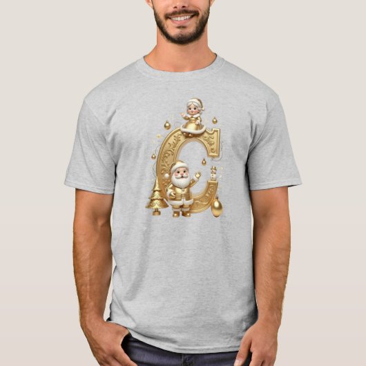 Royal Gold C Santa Heather Grey Men's Tee (Vorderseite)