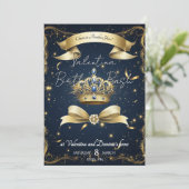 Royal Gold Crown Birthday | Luxusfeier Einladung (Stehend Vorderseite)