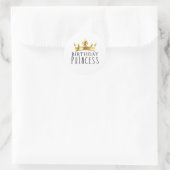 Royal Gold Crown Birthday Princess Party Runder Aufkleber (Tasche)