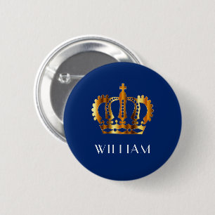 Royal Gold Crown Blue  Button
