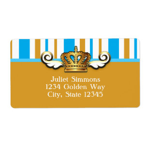 Royal Gold Crown Blue Elegante Party Sticker Label