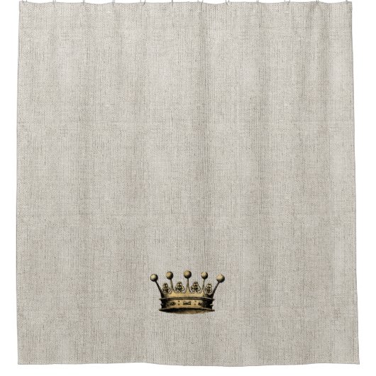 Royal Gold Crown Nuetral Linen Fabric Chic Duschvorhang (Vorderseite)