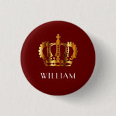 Royal Gold Crown Personalisiert Name Red Button (Vorderseite)