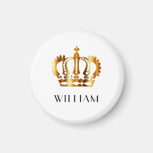 Royal Gold Crown Personalisiert Name White Magnet