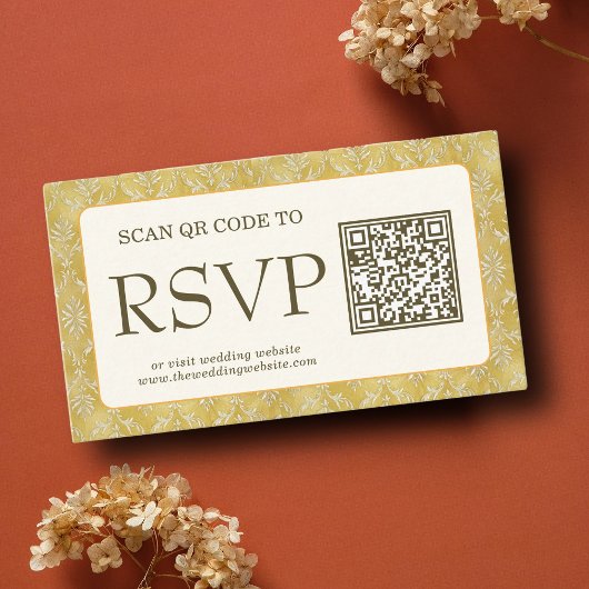 Royal Gold Damask Muslim QR Code UAWG Wedd Website Begleitkarte