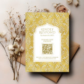 Royal Gold Damask Muslim QR Code UAWG Wedd Website Begleitkarte