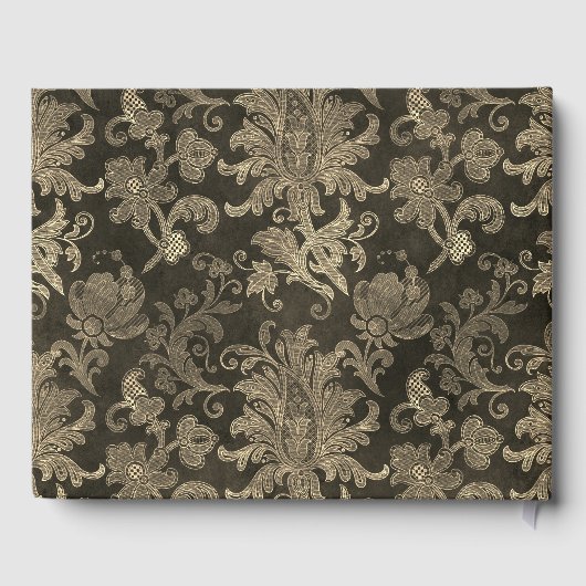 Royal Gold Damask Wedding Guest Book Gästebuch (Rückseite)