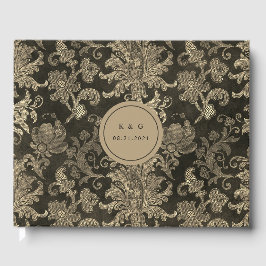 Royal Gold Damask Wedding Guest Book Gästebuch