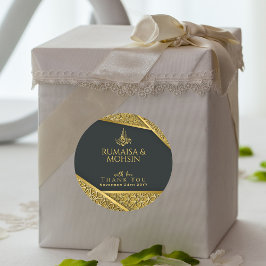 Royal Gold & Elegant Nikkah Islamische Gastgeschen Runder Aufkleber