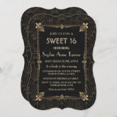 Royal Gold Fleur-de-Lis Art Deco 1920er SWEET 16 Einladung (Vorne/Hinten)