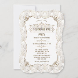 Royal Gold Fleur-de-lis Art Deco New Year Party Einladung