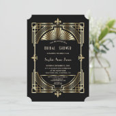Royal Gold Fleur-de-lis Great Gatsby Brautparty Einladung (Stehend Vorderseite)